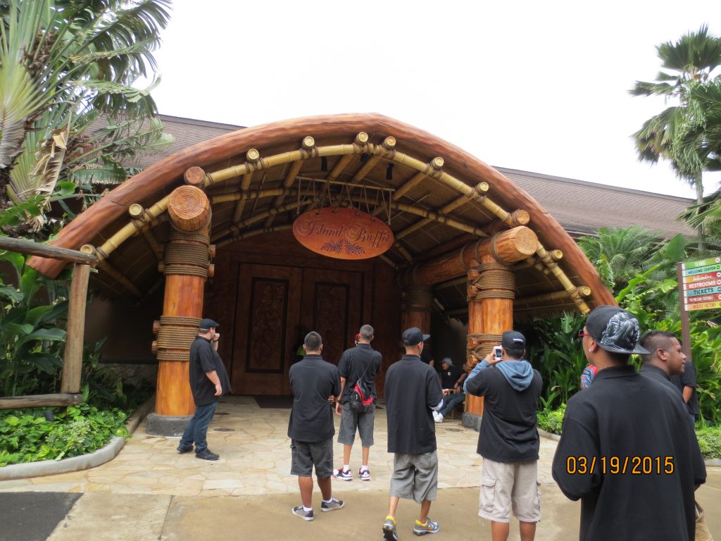 Students enter the Polynesian Cultural Center