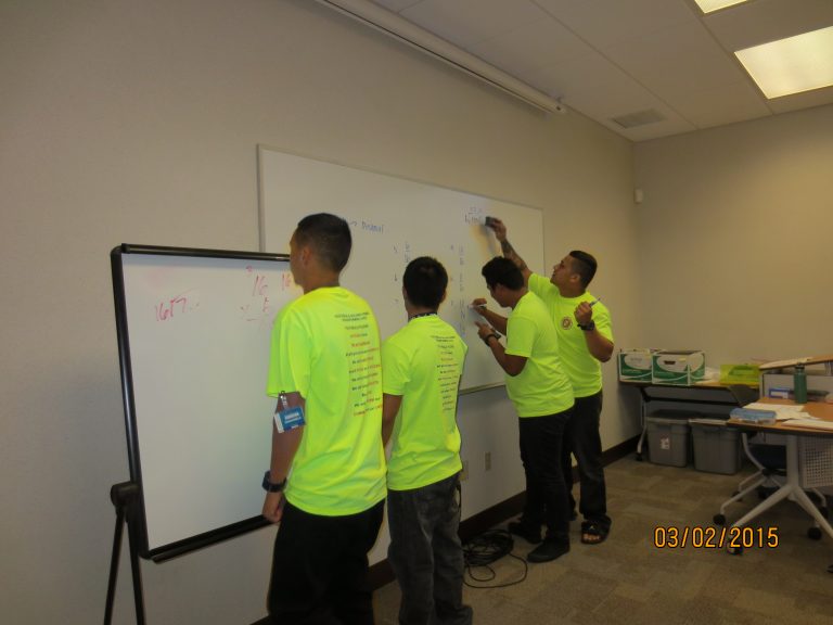 Students using a whiteboard.